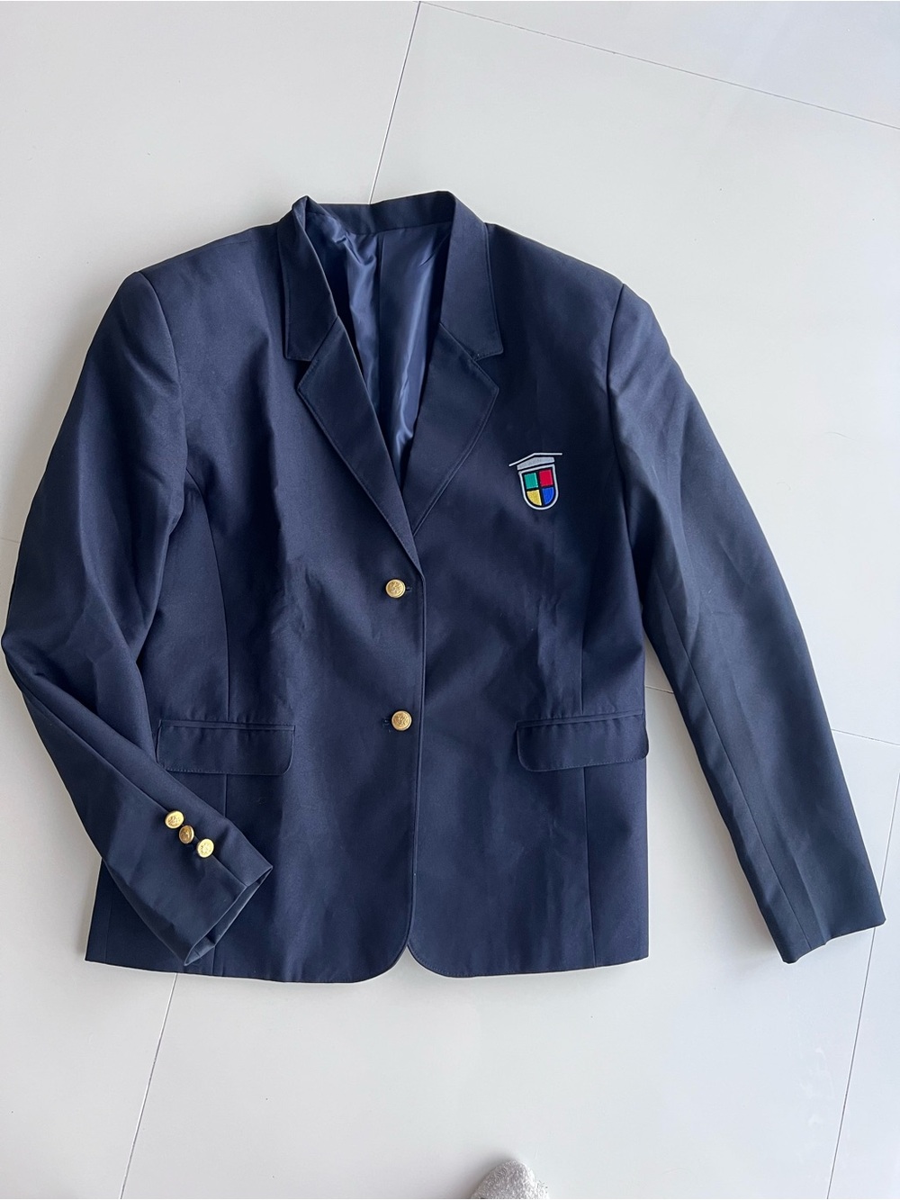 Society Navy Blazer with Crest and Gold Buttons